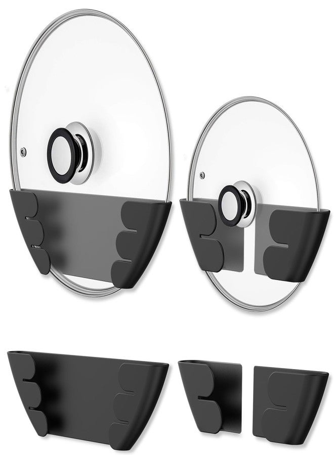 Niceyos Universal Adjustable Pot Lid Holder Organizer for Cabinet - Upgraded Patented Niceyos 4 Pack Pan Lids Organizers Inside Cabinet Door Wall Mount Pots Top Rack for Kitchen Cupboard Fit 6" to 13" (Black) - Image 1